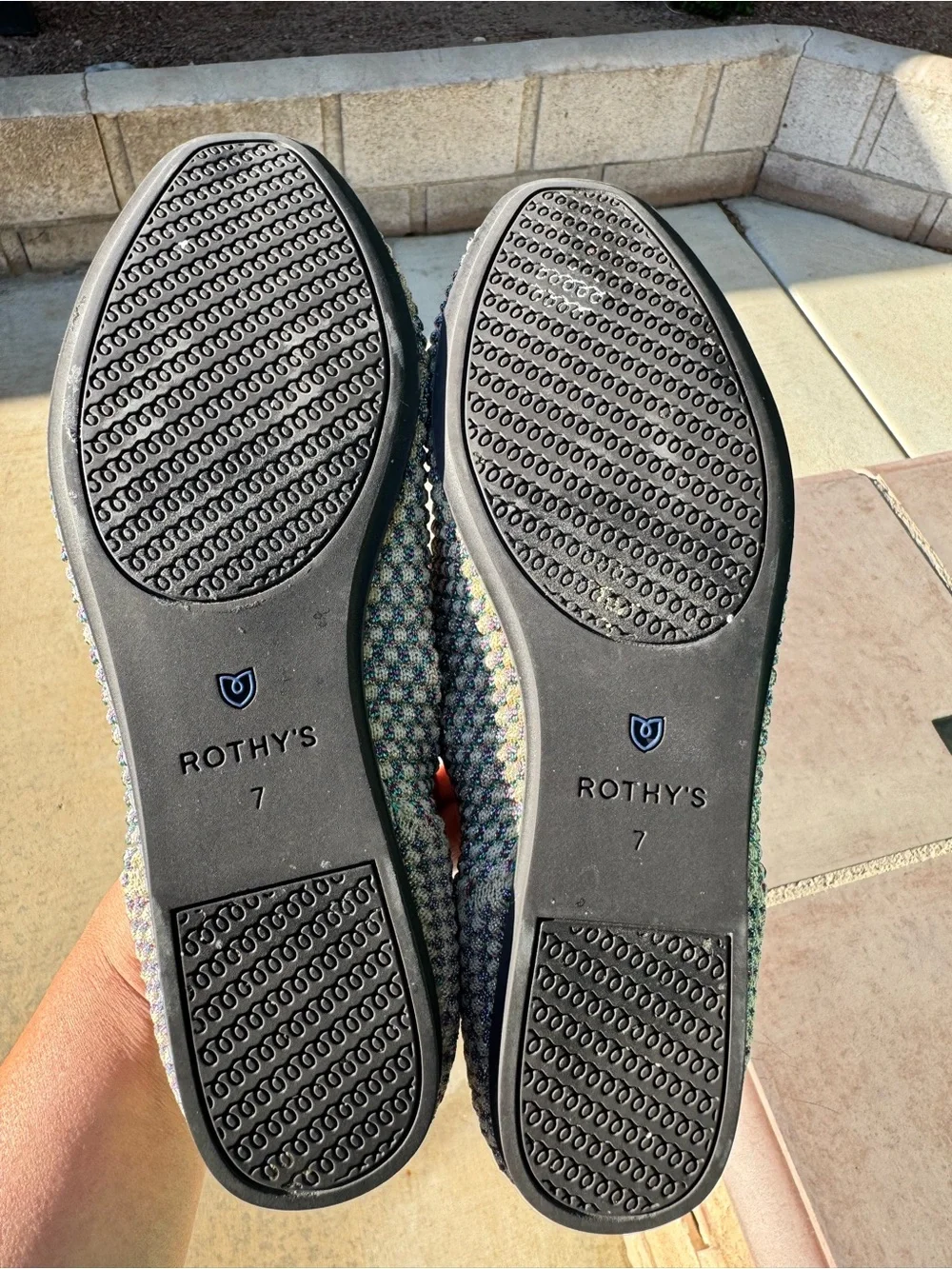 Rothy's Limited Edition square jewel Metallic Multicolor Woven Ballet Flats